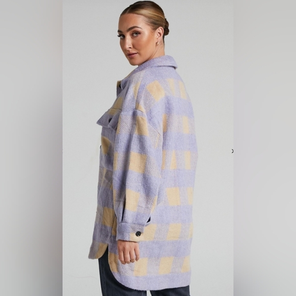 Love + Harmony Plaid Button-Up Shacket Medium Oversized PTP 23 - Picture 5 of 8